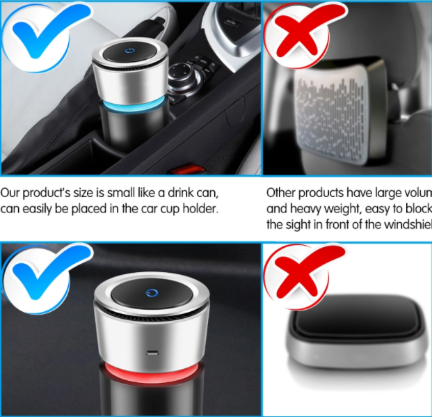 USB negative ion car air purifier